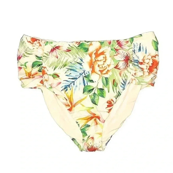 Lucky Brand Ivory Tropical High-Waist Bikini Bottom Swimsuit Plus Size 1X NWT - Picture 6 of 6